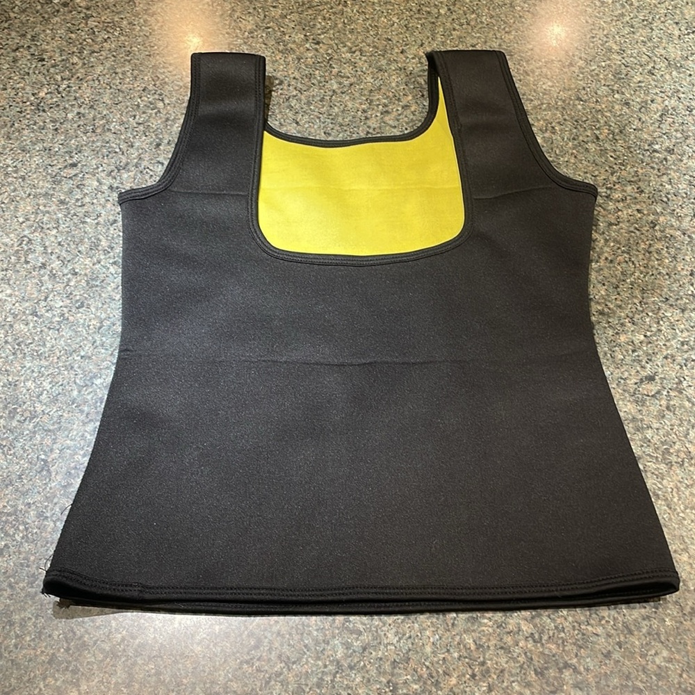 Women’s neoprene under bust shaper cami top black yellow trainer corset slimming